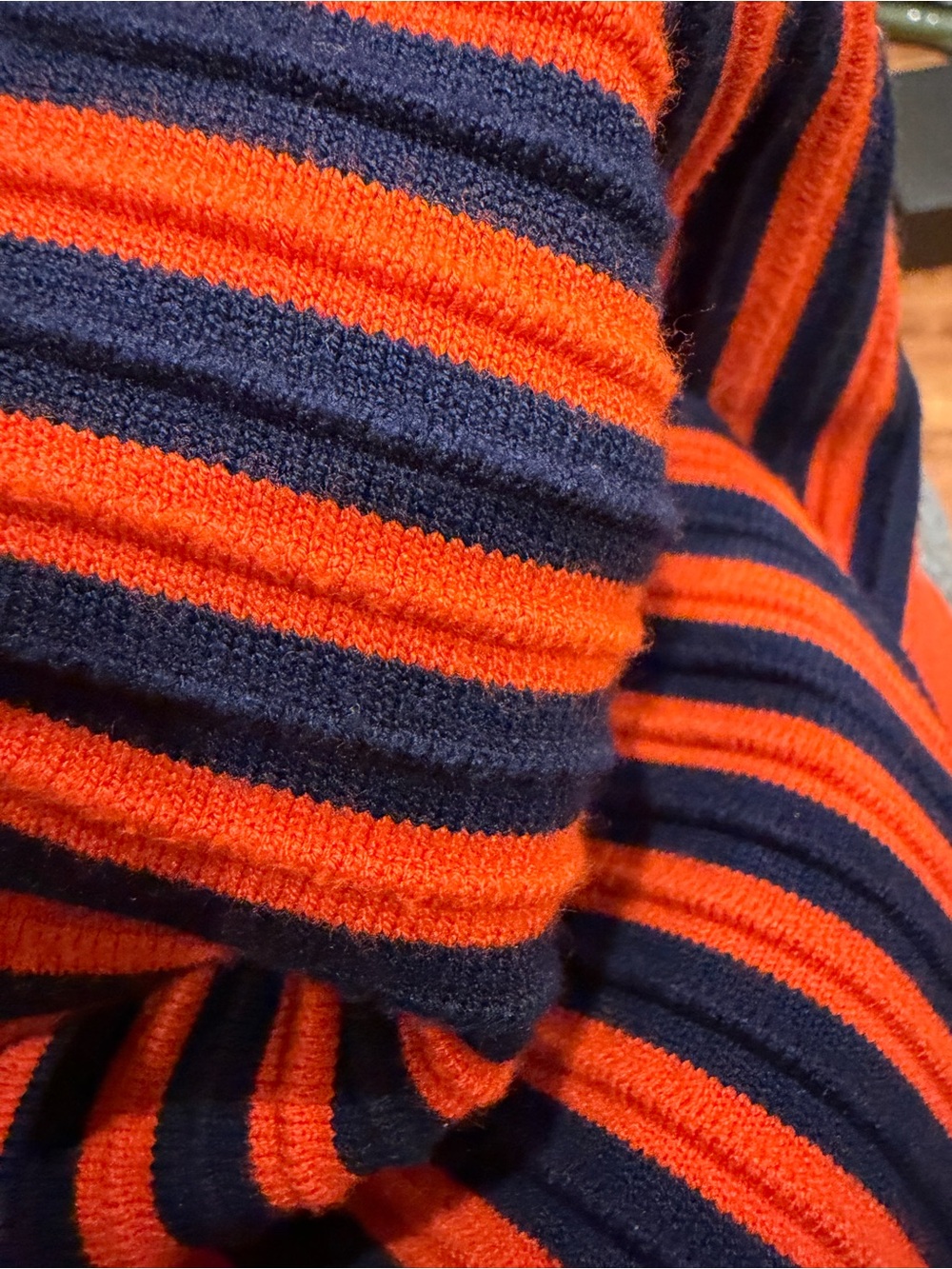 Milly Navy and Bright Orange Striped Midi Dress - Picture 3 of 6